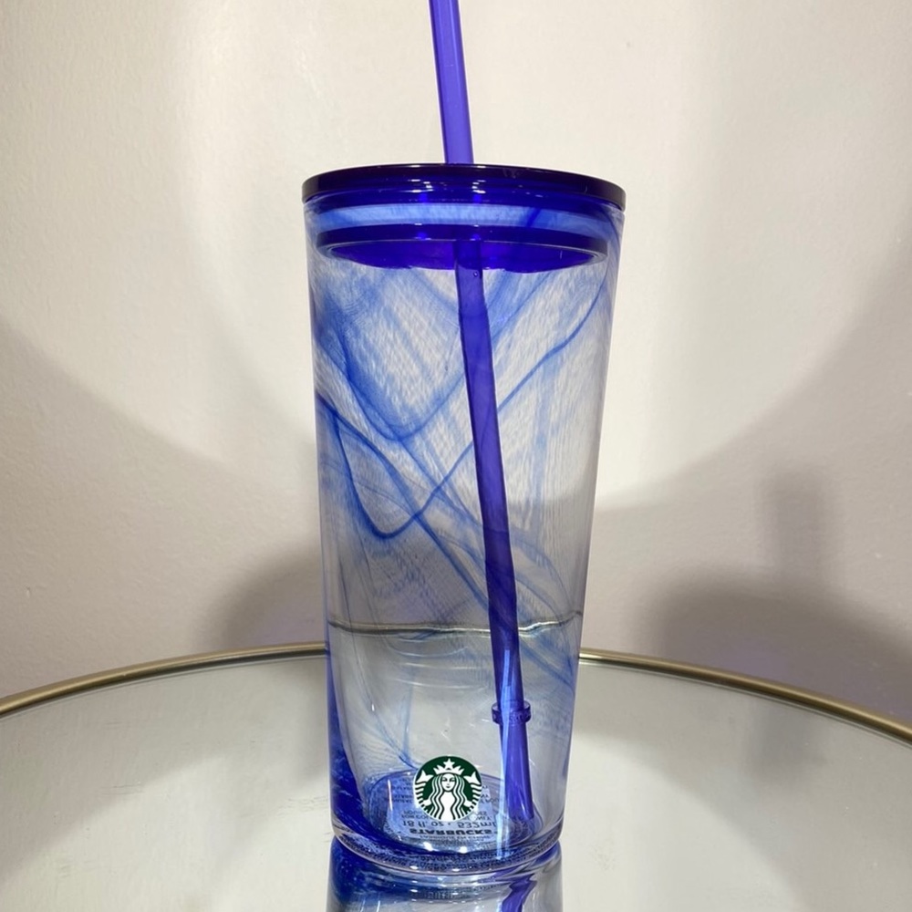 Starbucks New Blue Swirl Glass Tumbler